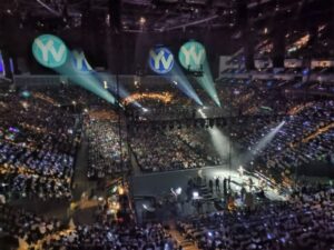 The inside of the O2 arena full of people