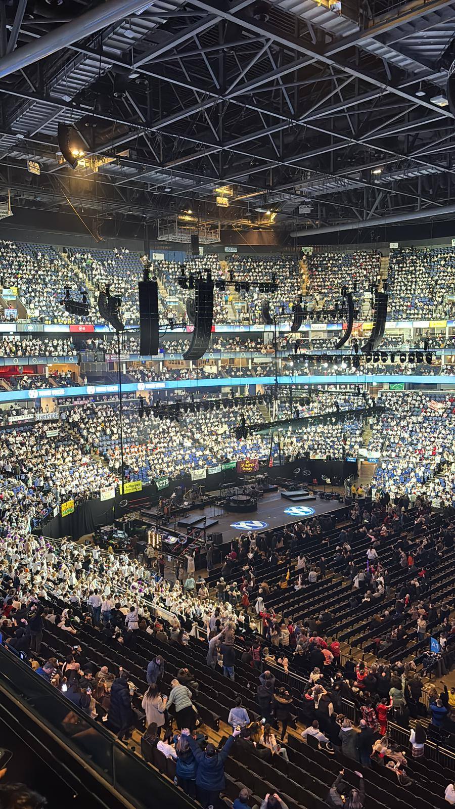 The inside of the O2 arena full of people